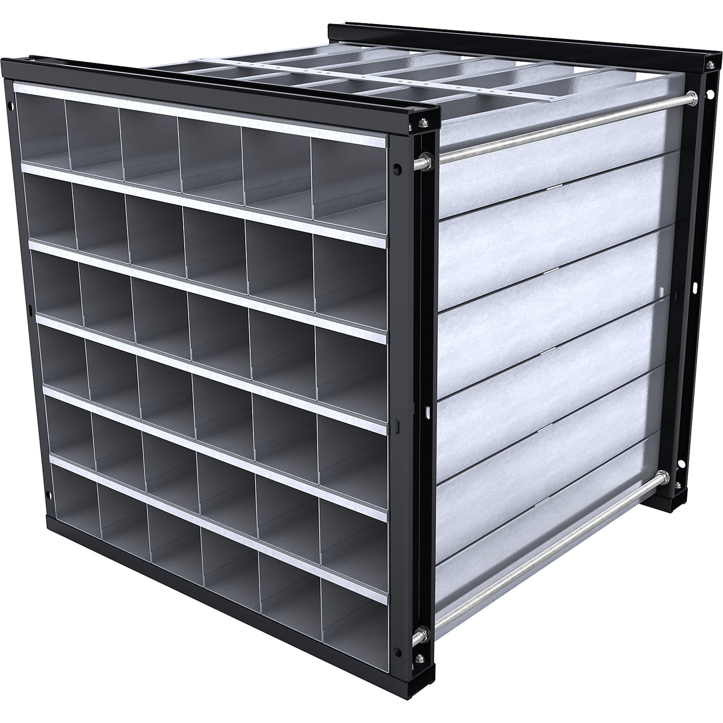 Honeycomb shelving unit, HxWxD 1000 x 1000 x 1000 mm, 36 trays, 6 x 6 compartments.