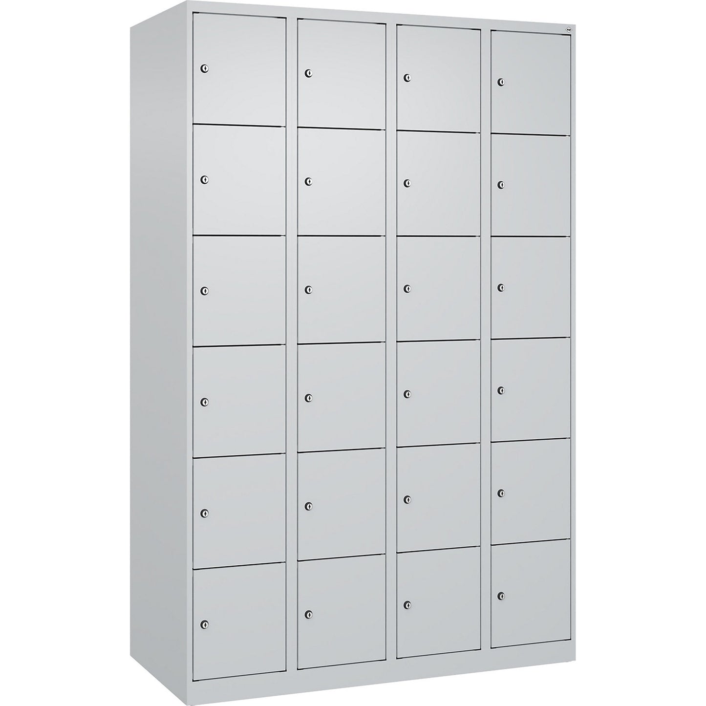 Evolo PLUS 6-fold compartment locker, 4 compartments, light grey, W 1200 mm, 24 compartments, with floor glides, cylinder lock.