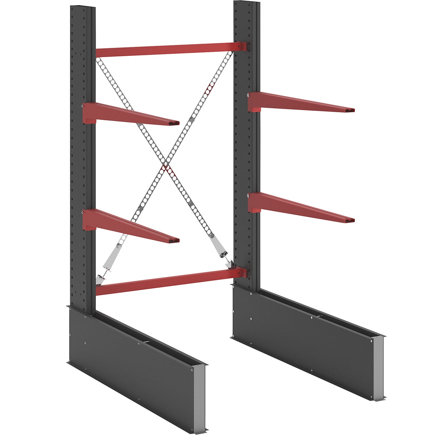 Cantilever racking unit Attillo heavy, single sided, HxW 2000 x 1000 mm, cantilever arm 1000 mm, standard shelf unit.