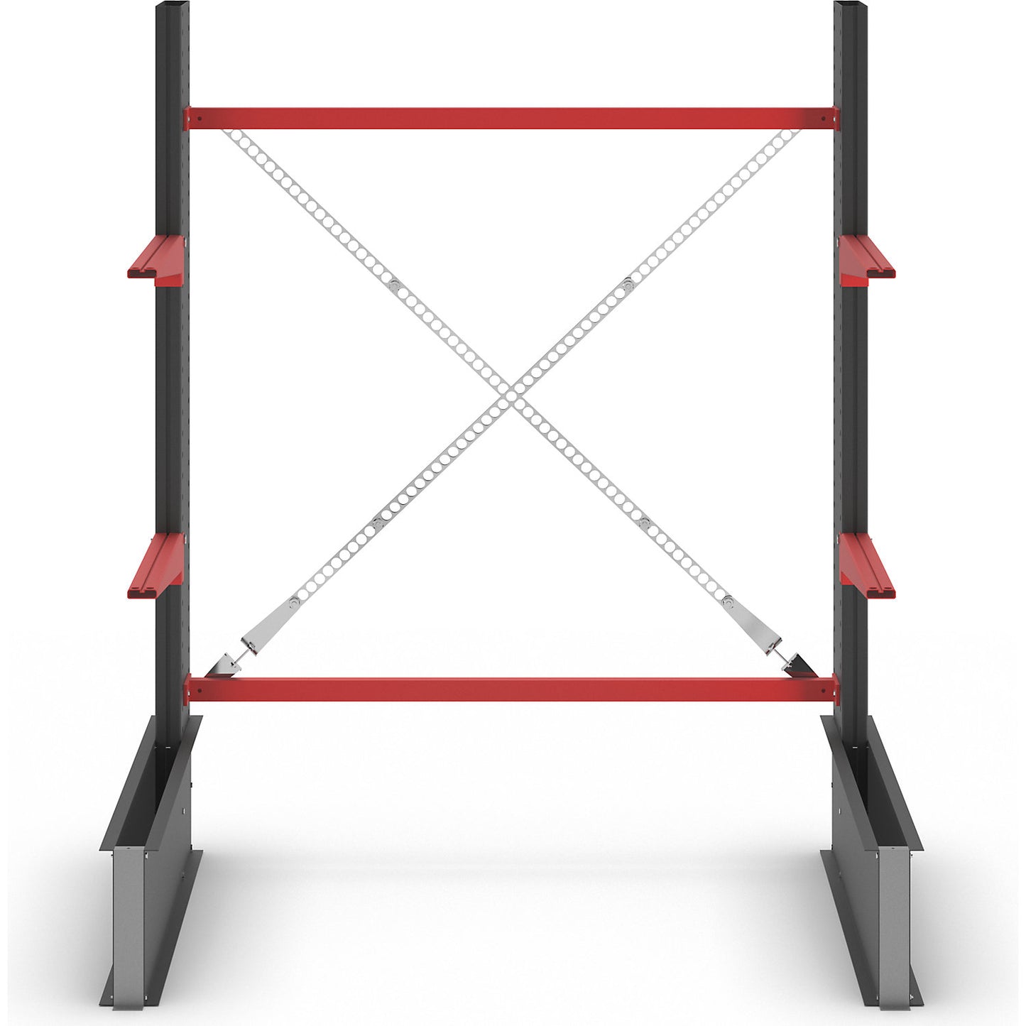 Cantilever racking unit Attillo heavy, single sided, HxW 2000 x 1500 mm, cantilever arm 600 mm, standard shelf unit.