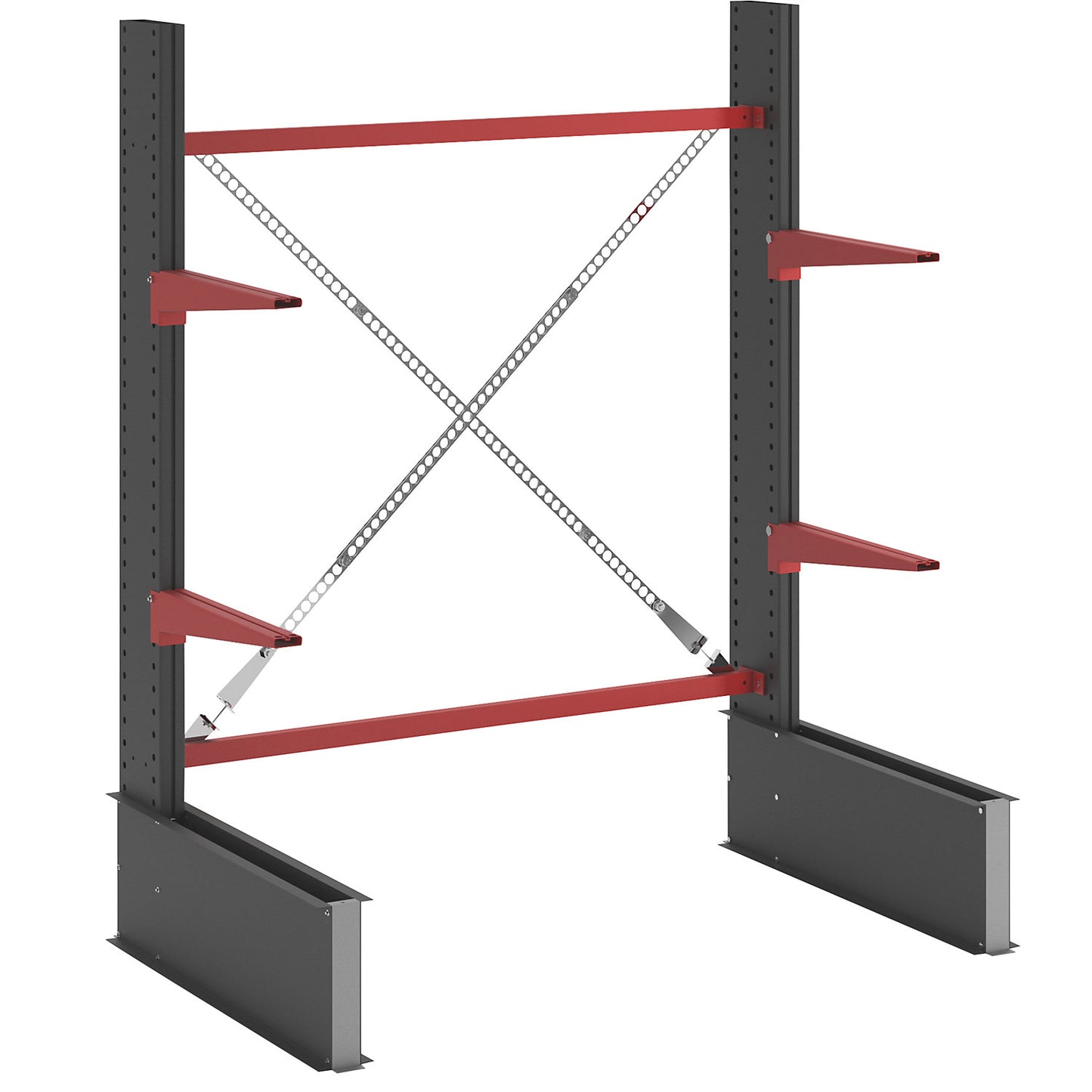 Cantilever racking unit Attillo heavy, single sided, HxW 2000 x 1500 mm, cantilever arm 600 mm, standard shelf unit.