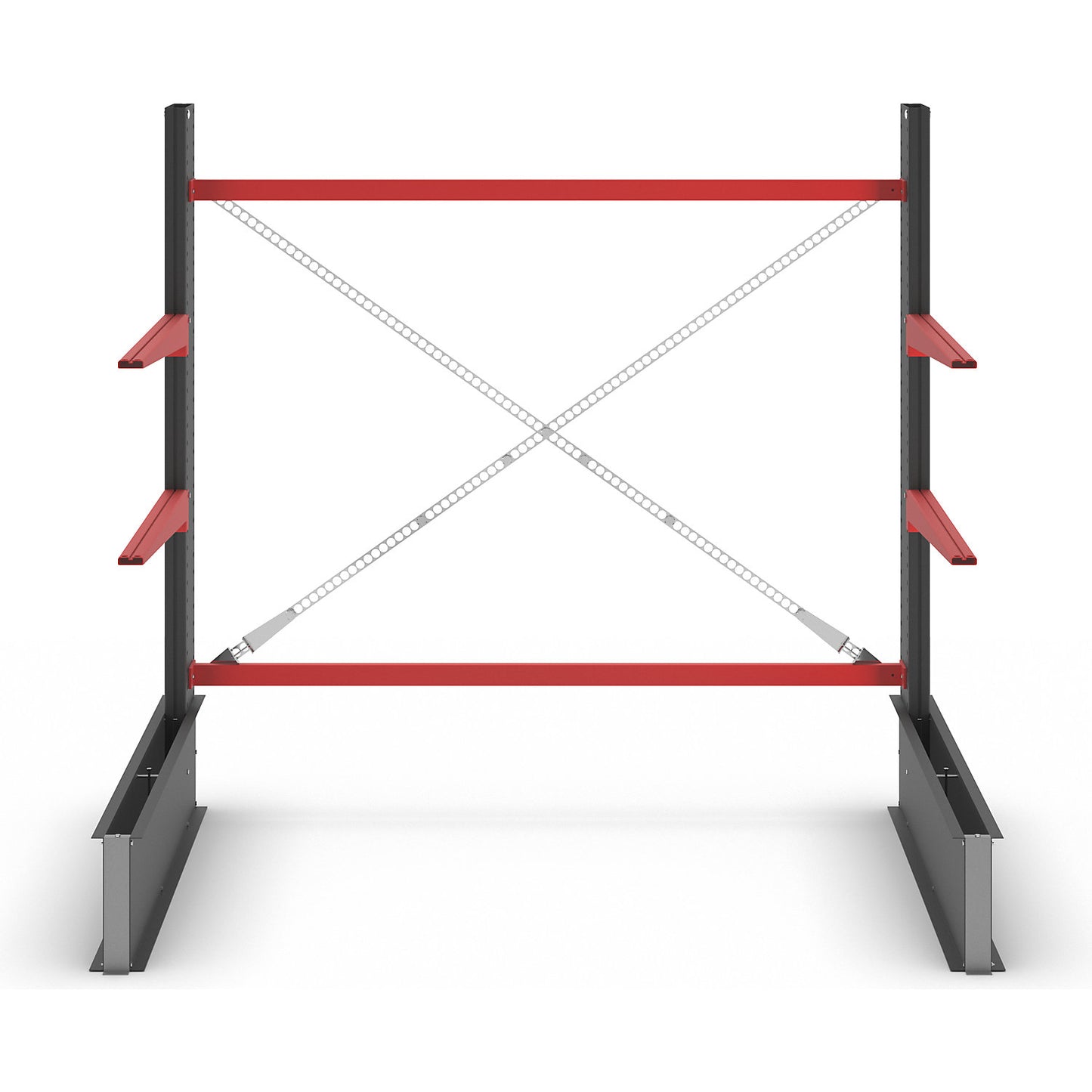 Cantilever racking unit Attillo heavy, single sided, HxW 2000 x 2000 mm, cantilever arm 1000 mm, standard shelf unit.