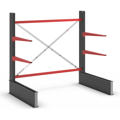 Cantilever racking unit Attillo heavy, single sided, HxW 2000 x 2000 mm, cantilever arm 1000 mm, standard shelf unit.