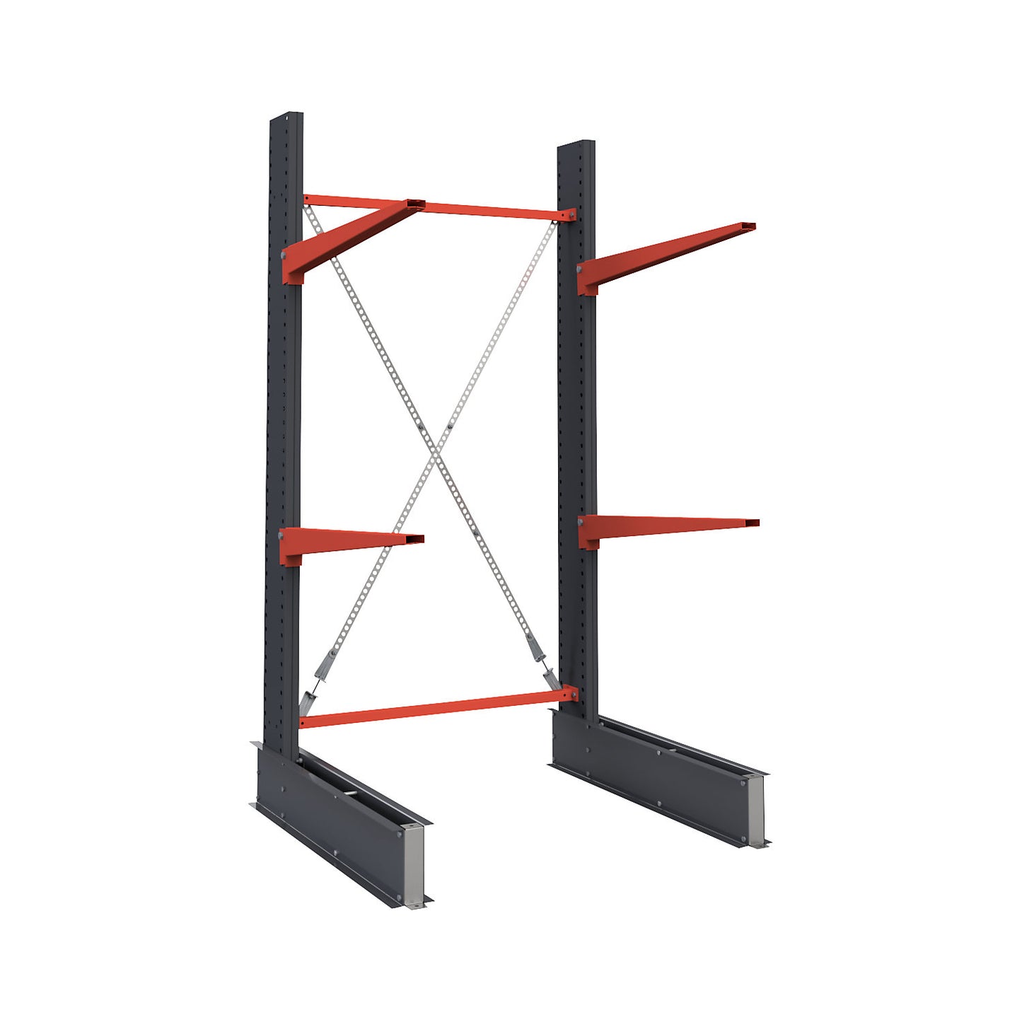 Cantilever racking unit Attillo heavy, single sided, HxW 2500 x 1500 mm, cantilever arm 1000 mm, standard shelf unit.