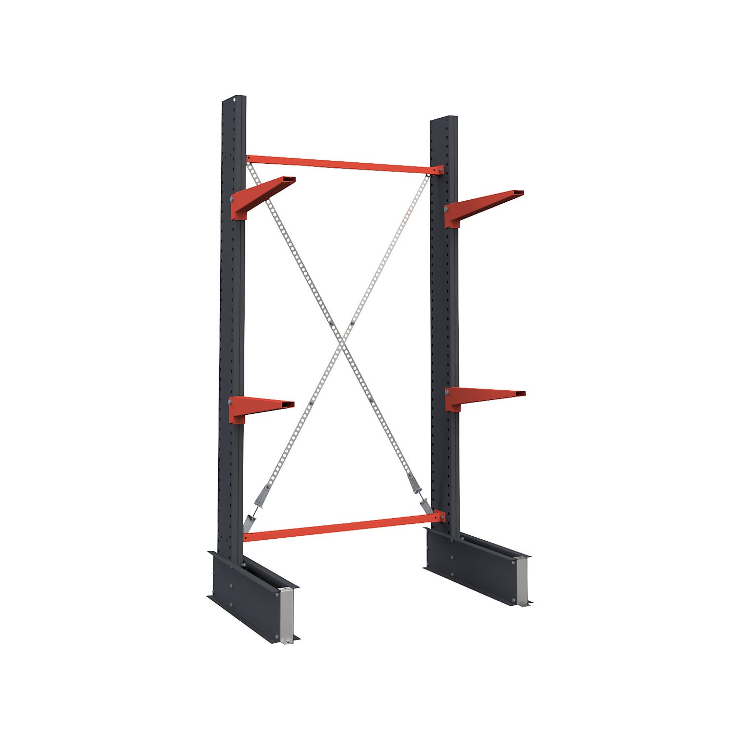 Cantilever racking unit Attillo heavy, single sided, HxW 2500 x 2000 mm, cantilever arm 600 mm, standard shelf unit.