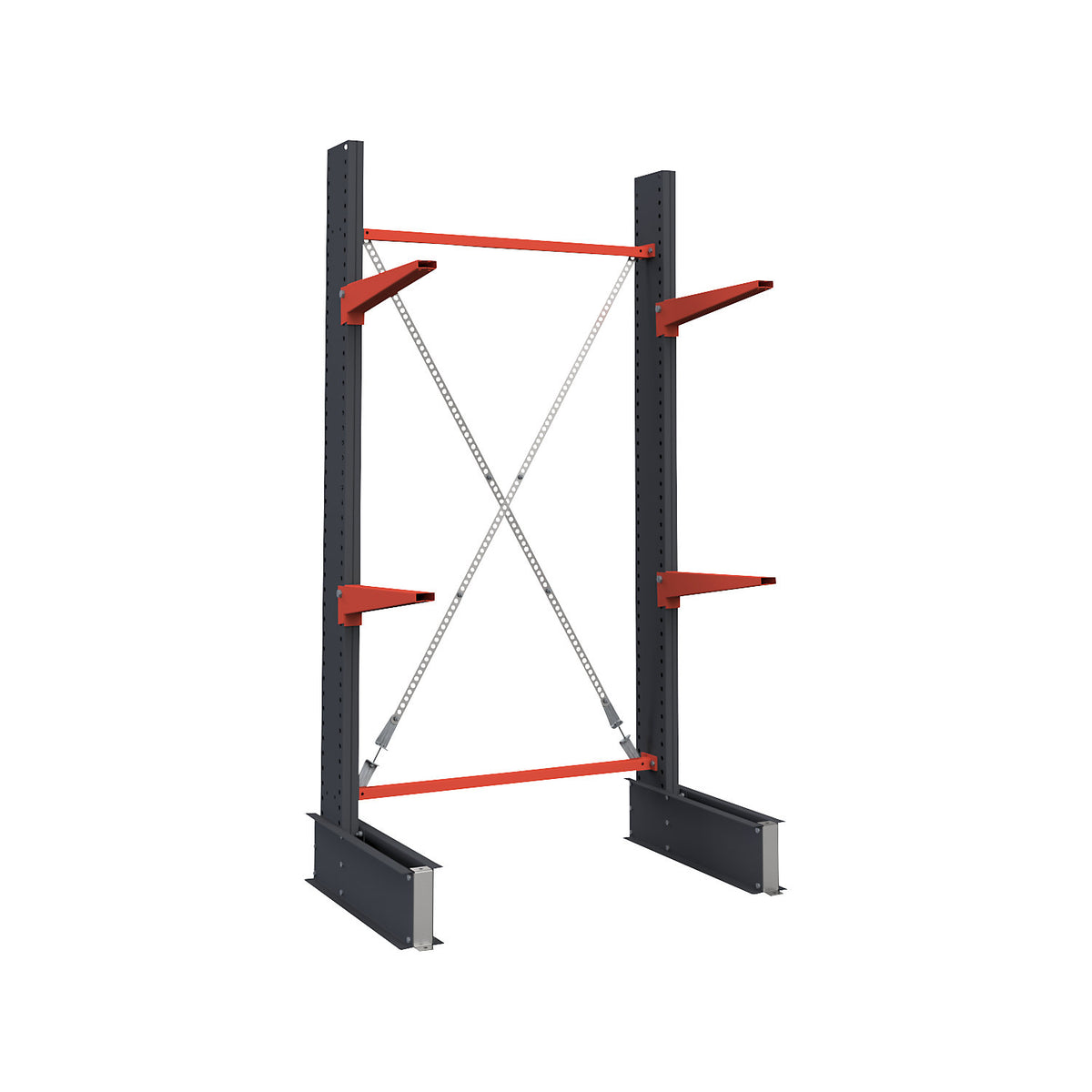 Cantilever racking unit Attillo heavy, single sided, HxW 2500 x 1500 mm, cantilever arm 600 mm, standard shelf unit.