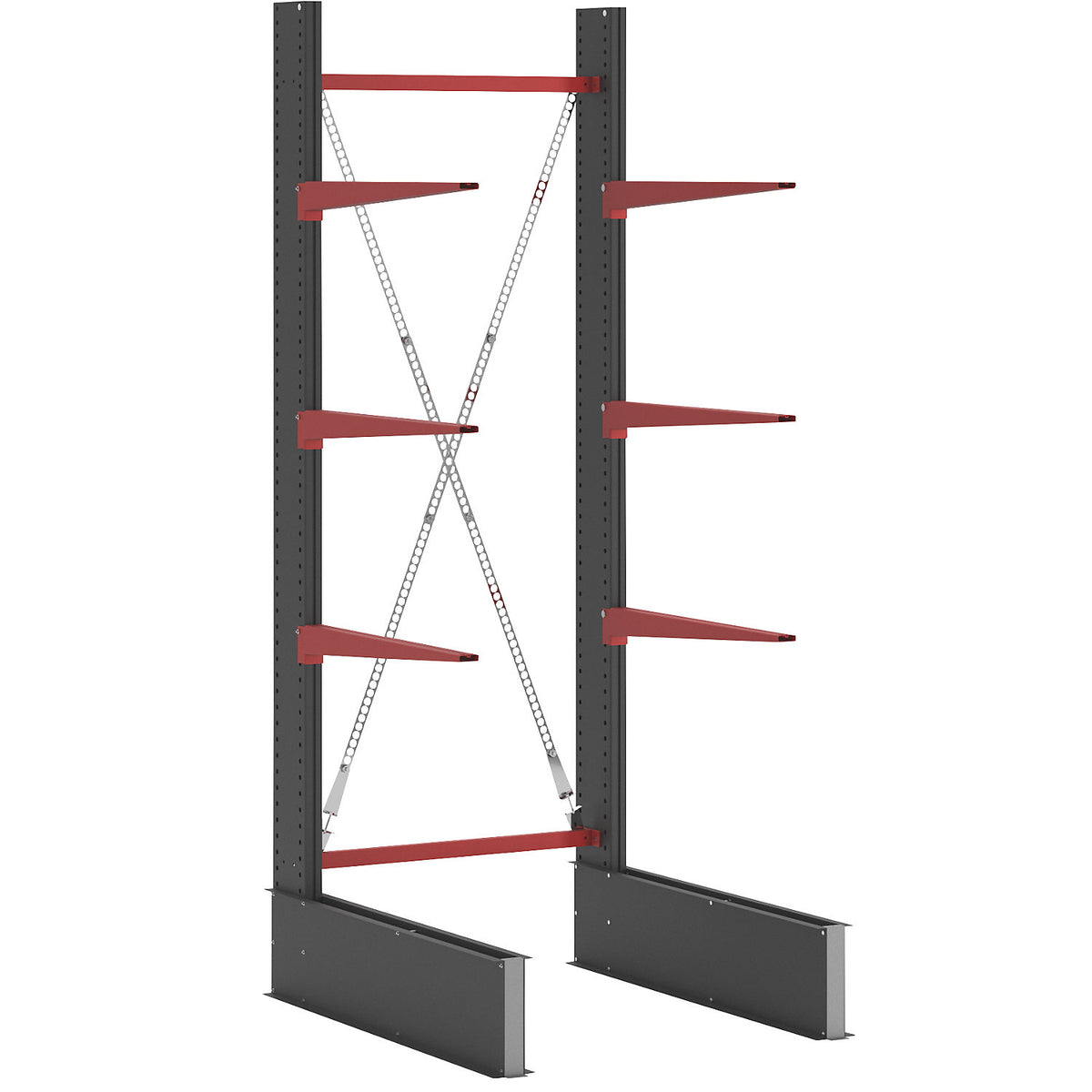 Cantilever racking unit Attillo heavy, single sided, HxW 3000 x 1000 mm, cantilever arm 1000 mm, standard shelf unit.