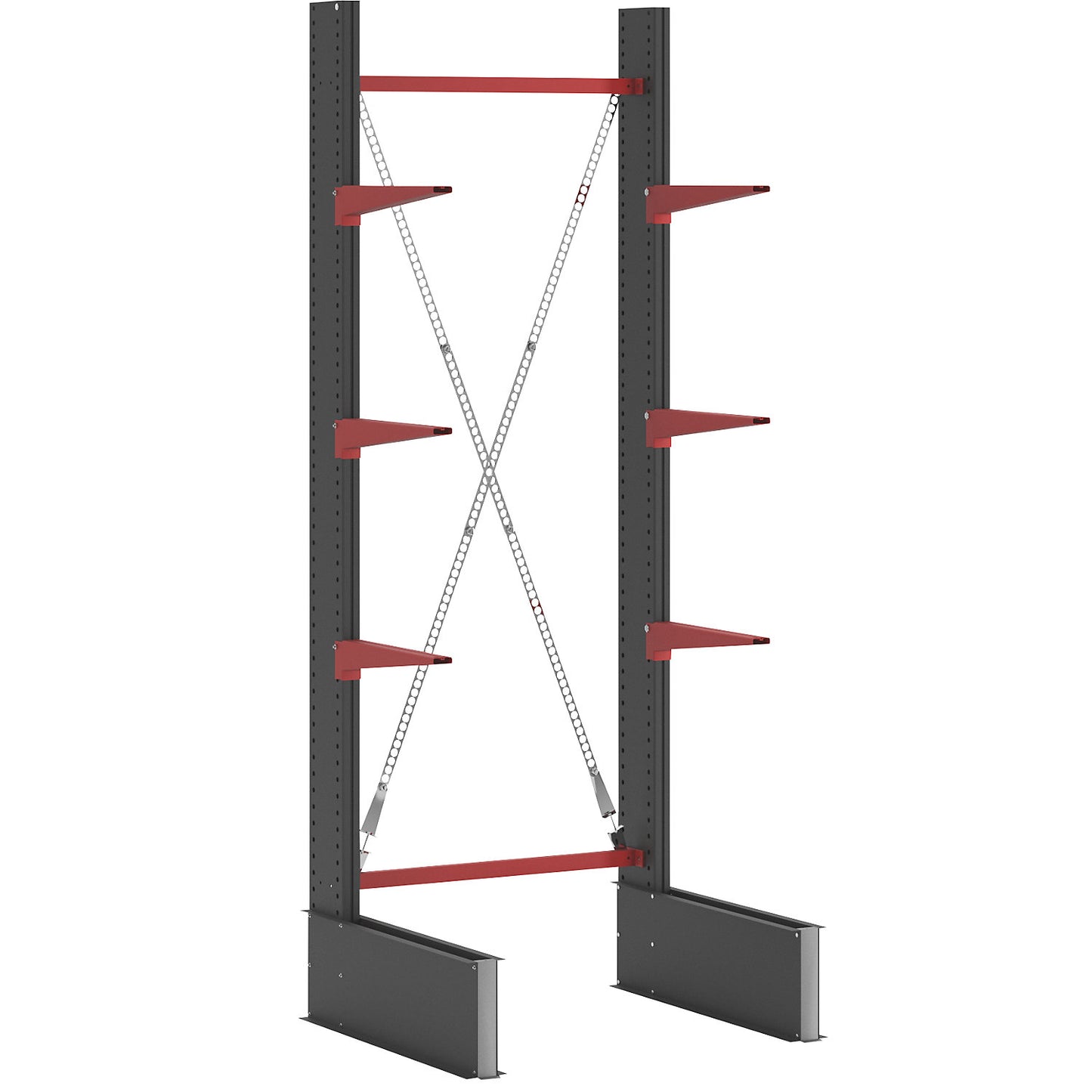 Cantilever racking unit Attillo heavy, single sided, HxW 3000 x 1000 mm, cantilever arm 600 mm, standard shelf unit.