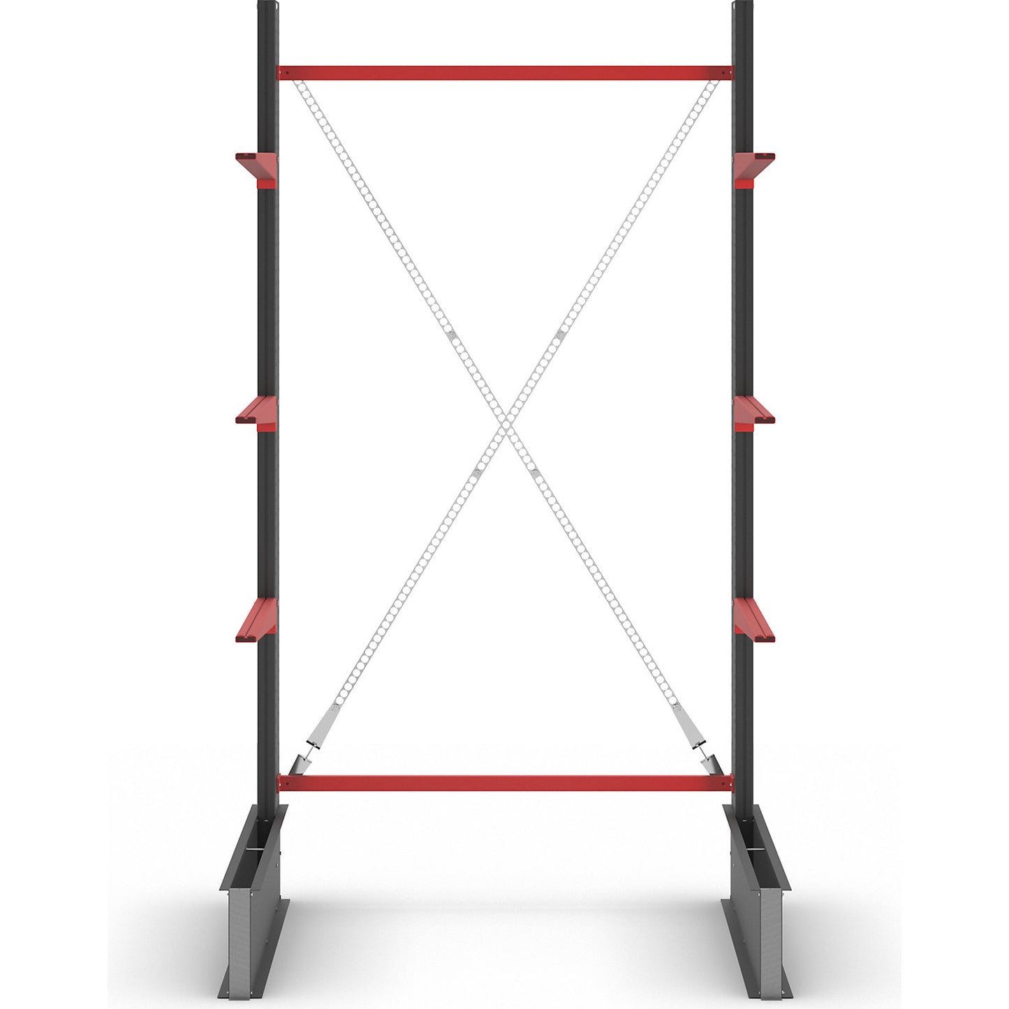 Cantilever racking unit Attillo heavy, single sided, HxW 3000 x 1500 mm, cantilever arm 1000 mm, standard shelf unit.