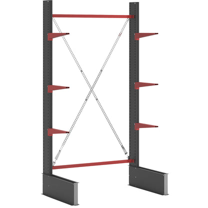 Cantilever racking unit Attillo heavy, single sided, HxW 3000 x 1500 mm, cantilever arm 600 mm, standard shelf unit.