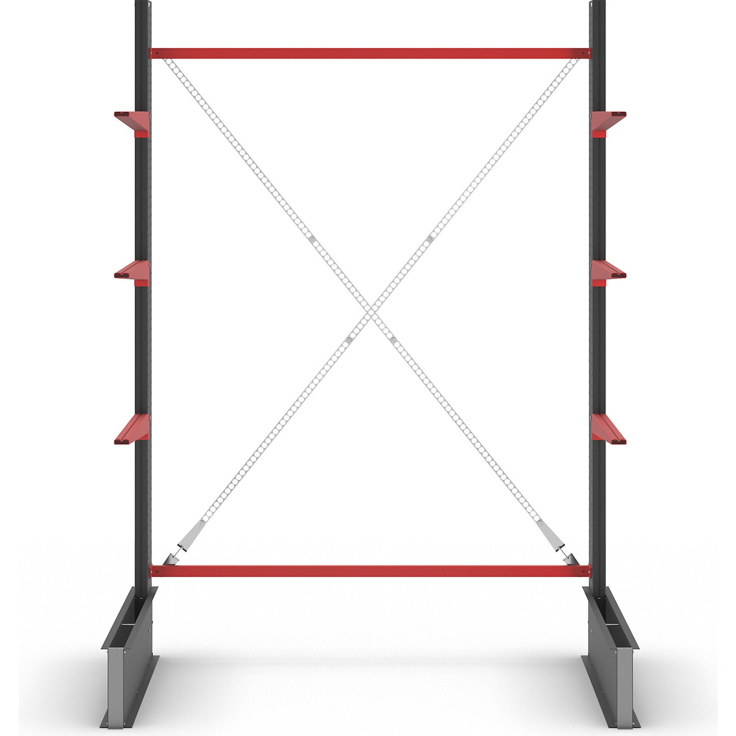 Cantilever racking unit Attillo heavy, single sided, HxW 3000 x 2000 mm, cantilever arm 1000 mm, standard shelf unit.
