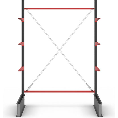 Cantilever racking unit Attillo heavy, single sided, HxW 3000 x 2000 mm, cantilever arm 1000 mm, standard shelf unit.