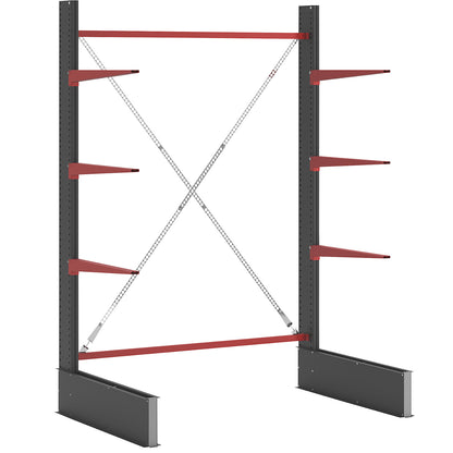 Cantilever racking unit Attillo heavy, single sided, HxW 3000 x 2000 mm, cantilever arm 1000 mm, standard shelf unit.