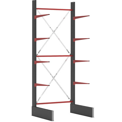 Cantilever racking unit Attillo heavy, single sided, HxW 4000 x 1500 mm, cantilever arm 1000 mm, standard shelf unit.