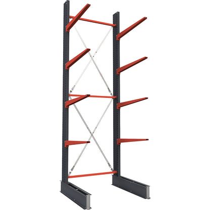 Cantilever racking unit Attillo heavy, single sided, HxW 4000 x 2000 mm, cantilever arm 1000 mm, standard shelf unit.