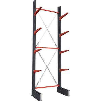 Cantilever racking unit Attillo heavy, single sided, HxW 4000 x 1000 mm, cantilever arm 600 mm, standard shelf unit.