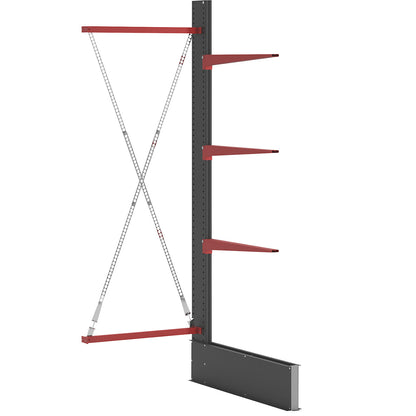 Cantilever racking unit Attillo heavy, single sided, HxW 3000 x 1000 mm, cantilever arm 1000 mm, extension shelf unit.