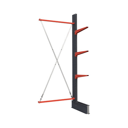 Cantilever racking unit Attillo heavy, single sided, HxW 3000 x 1500 mm, cantilever arm 600 mm, extension shelf unit.