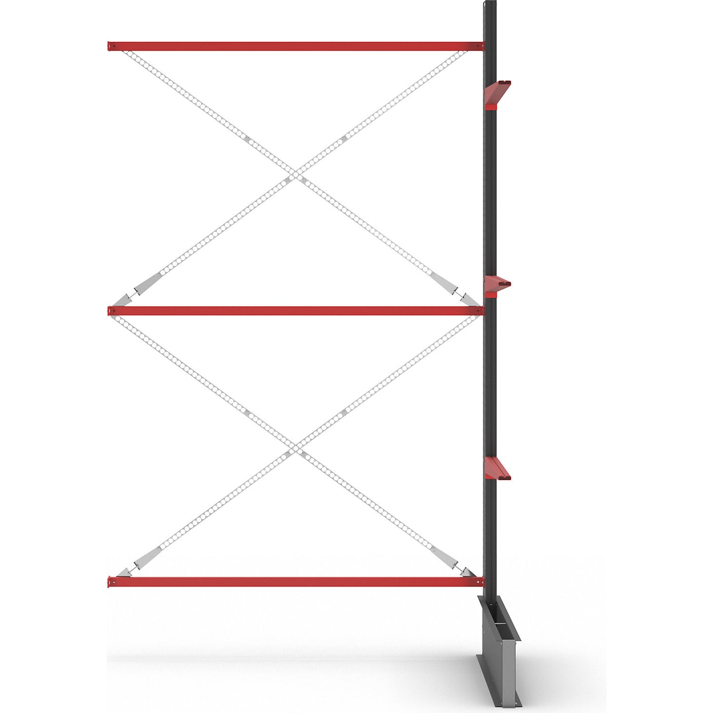 Cantilever racking unit Attillo heavy, single sided, HxW 3500 x 2000 mm, cantilever arm 1000 mm, extension shelf unit.