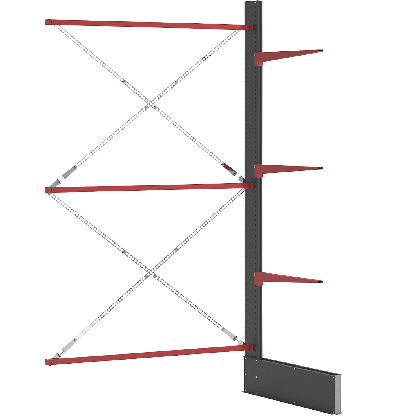 Cantilever racking unit Attillo heavy, single sided, HxW 3500 x 2000 mm, cantilever arm 1000 mm, extension shelf unit.