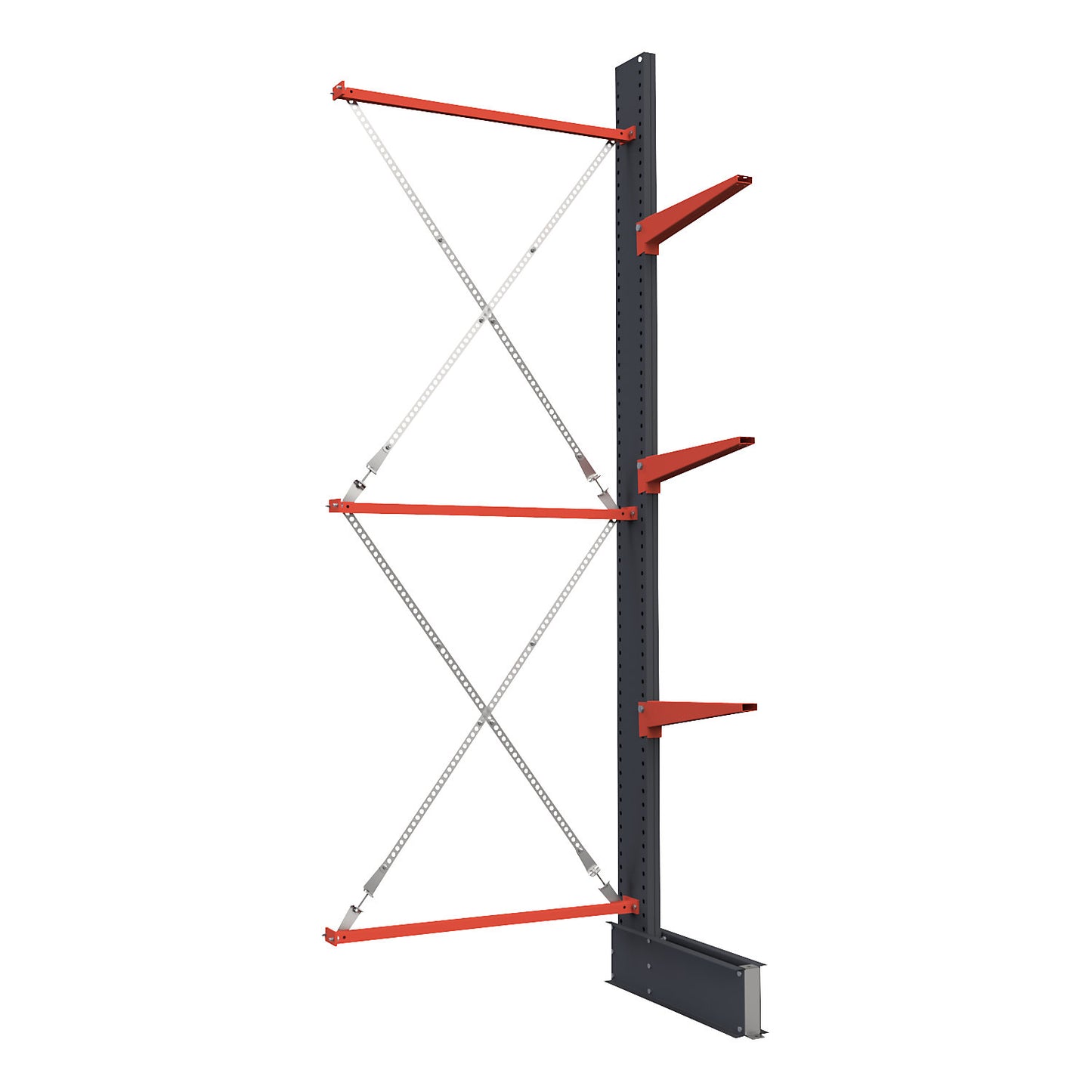 Cantilever racking unit Attillo heavy, single sided, HxW 3500 x 1500 mm, cantilever arm 600 mm, extension shelf unit.