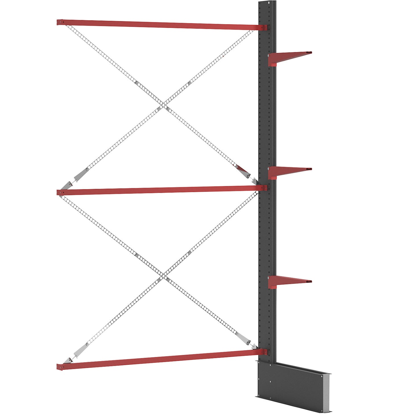Cantilever racking unit Attillo heavy, single sided, HxW 3500 x 2000 mm, cantilever arm 600 mm, extension shelf unit.