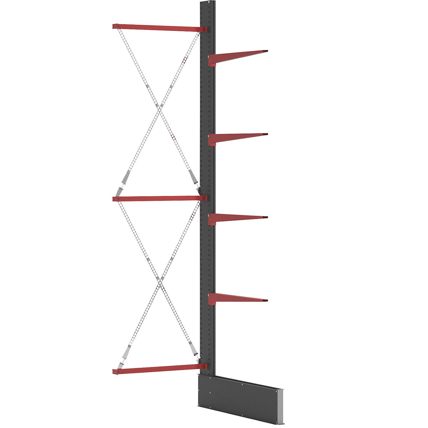 Cantilever racking unit Attillo heavy, single sided, HxW 4000 x 1000 mm, cantilever arm 1000 mm, extension shelf unit.