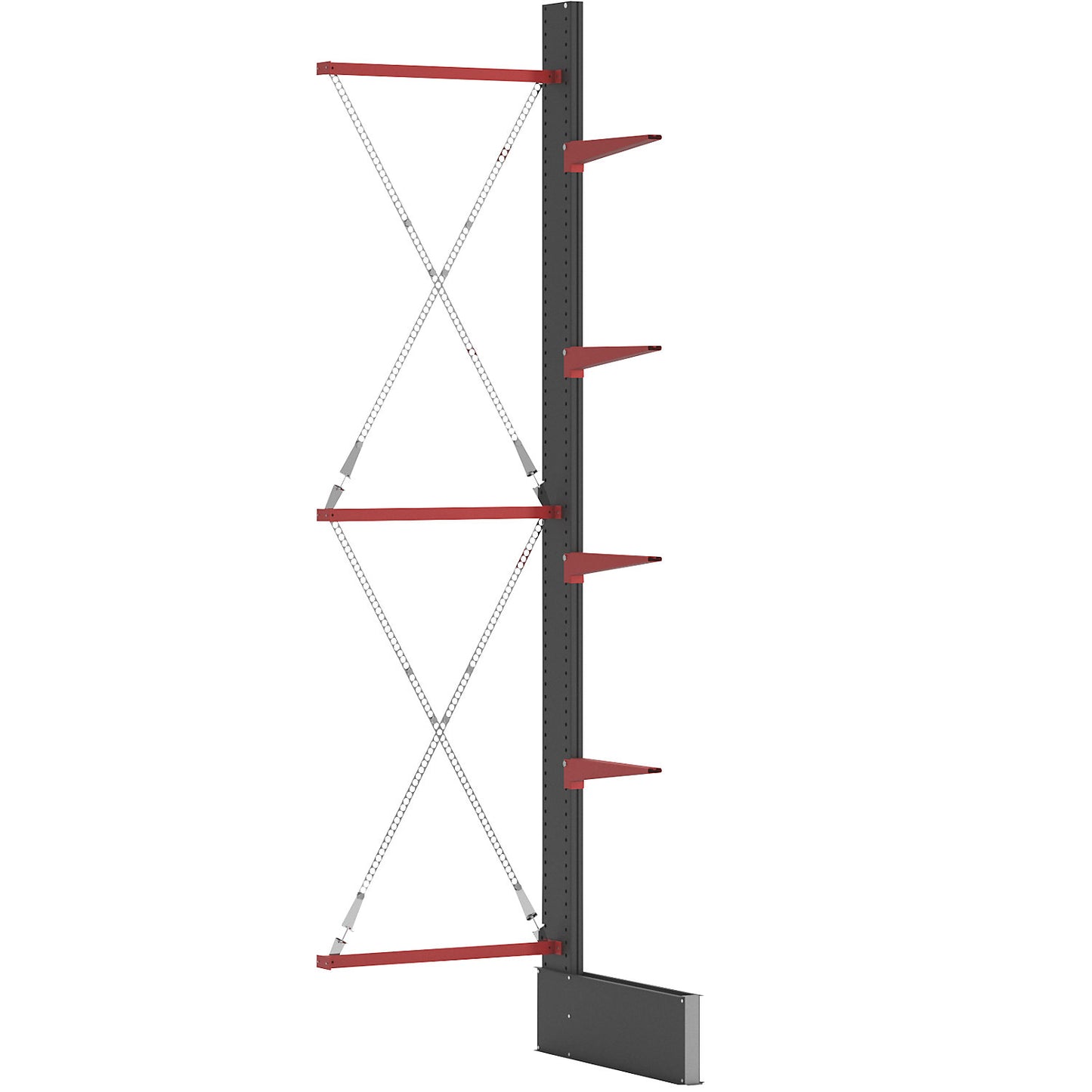 Cantilever racking unit Attillo heavy, single sided, HxW 4000 x 1000 mm, cantilever arm 600 mm, extension shelf unit.