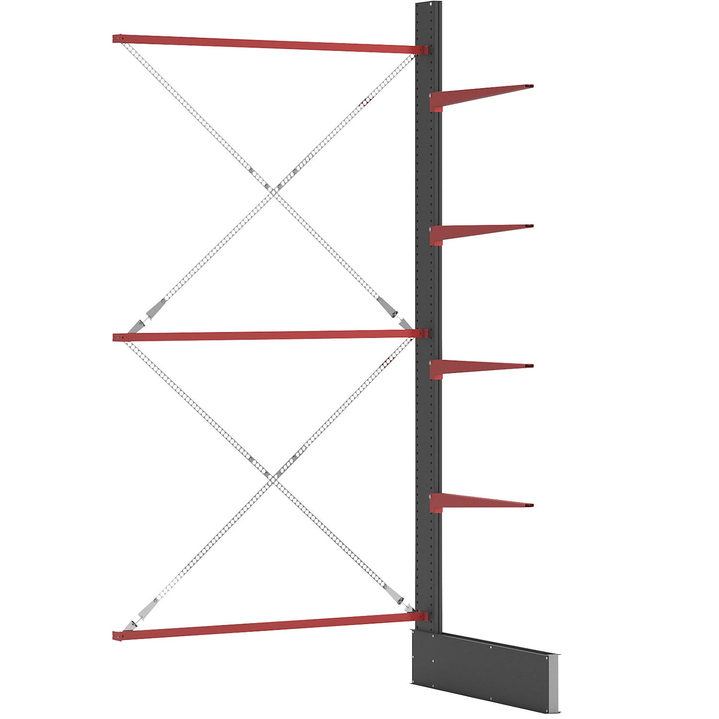 Cantilever racking unit Attillo heavy, single sided, HxW 4000 x 2000 mm, cantilever arm 1000 mm, extension shelf unit.