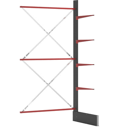 Cantilever racking unit Attillo heavy, single sided, HxW 4000 x 2000 mm, cantilever arm 1000 mm, extension shelf unit.