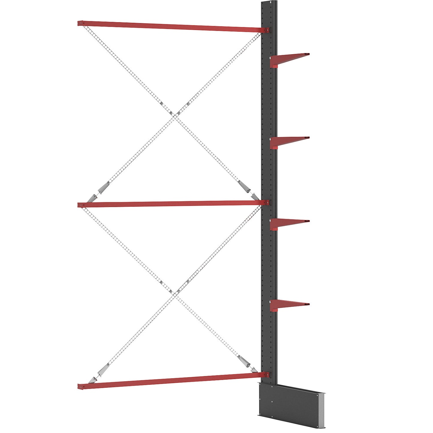 Cantilever racking unit Attillo heavy, single sided, HxW 4000 x 2000 mm, cantilever arm 600 mm, extension shelf unit.