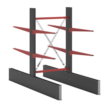 Cantilever racking unit Attillo heavy, double sided, HxW 2000 x 1000 mm, cantilever arm 1000 mm, standard shelf unit.