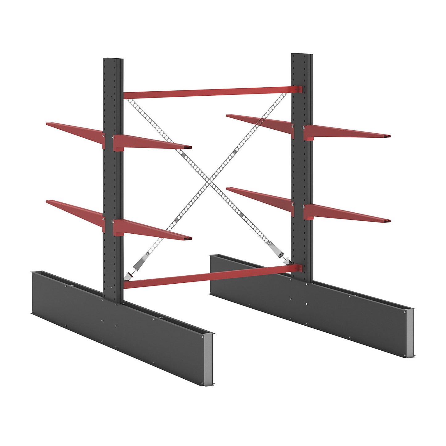 Cantilever racking unit Attillo heavy, double sided, HxW 2000 x 1500 mm, cantilever arm 1000 mm, standard shelf unit.