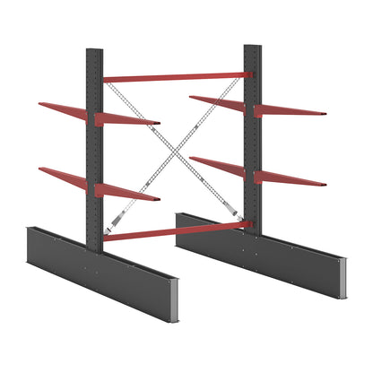 Cantilever racking unit Attillo heavy, double sided, HxW 2000 x 1500 mm, cantilever arm 1000 mm, standard shelf unit.