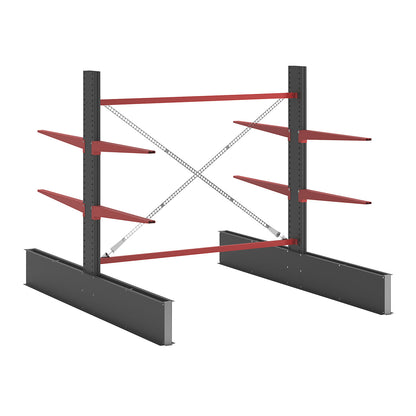 Cantilever racking unit Attillo heavy, double sided, HxW 2000 x 2000 mm, cantilever arm 1000 mm, standard shelf unit.