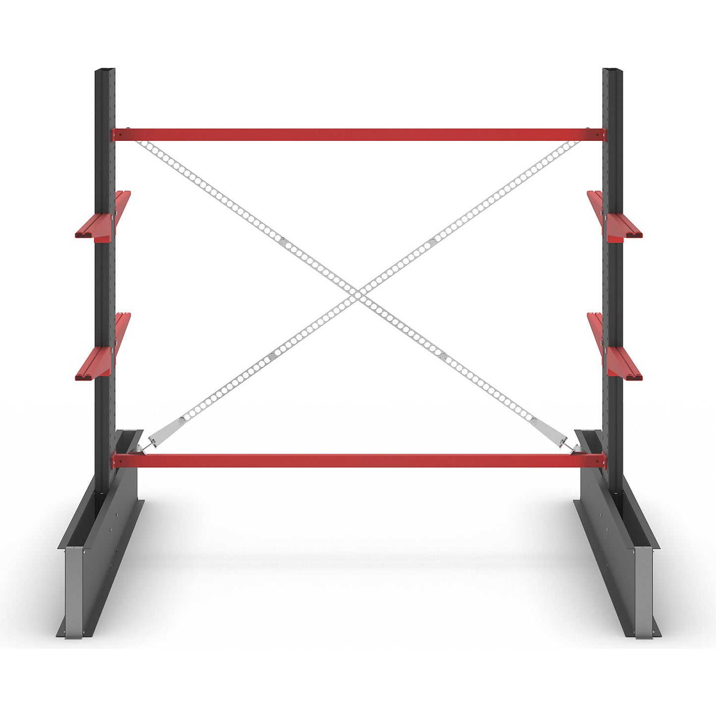 Cantilever racking unit Attillo heavy, double sided, HxW 2000 x 2000 mm, cantilever arm 600 mm, standard shelf unit.