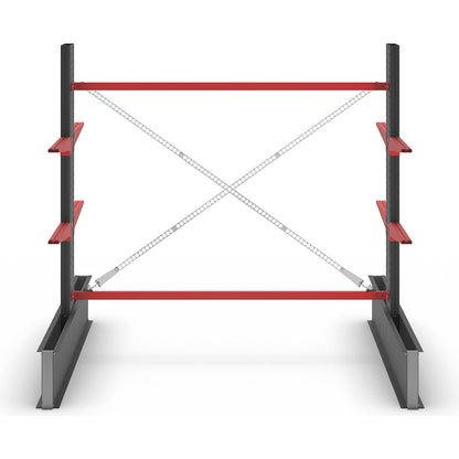 Cantilever racking unit Attillo heavy, double sided, HxW 2000 x 2000 mm, cantilever arm 600 mm, standard shelf unit.
