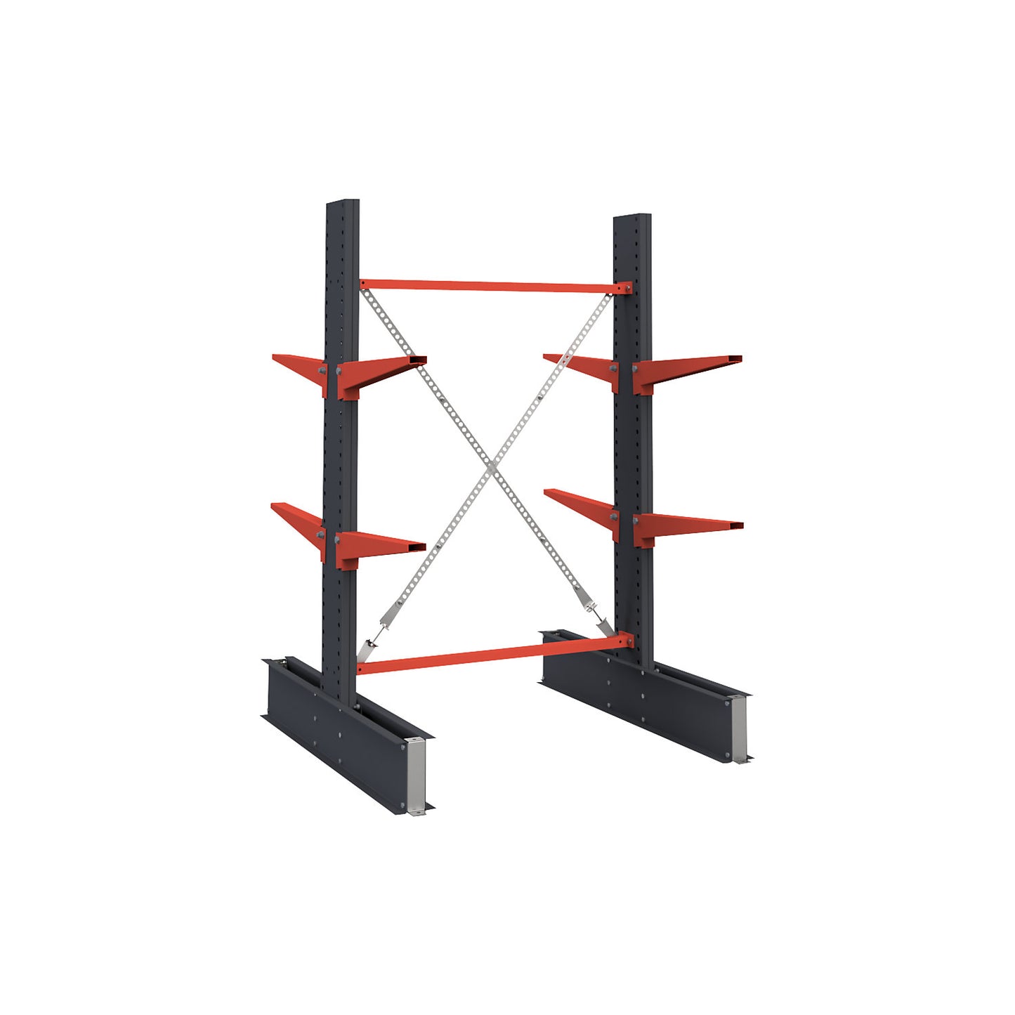 Cantilever racking unit Attillo heavy, double sided, HxW 2000 x 1500 mm, cantilever arm 600 mm, standard shelf unit.
