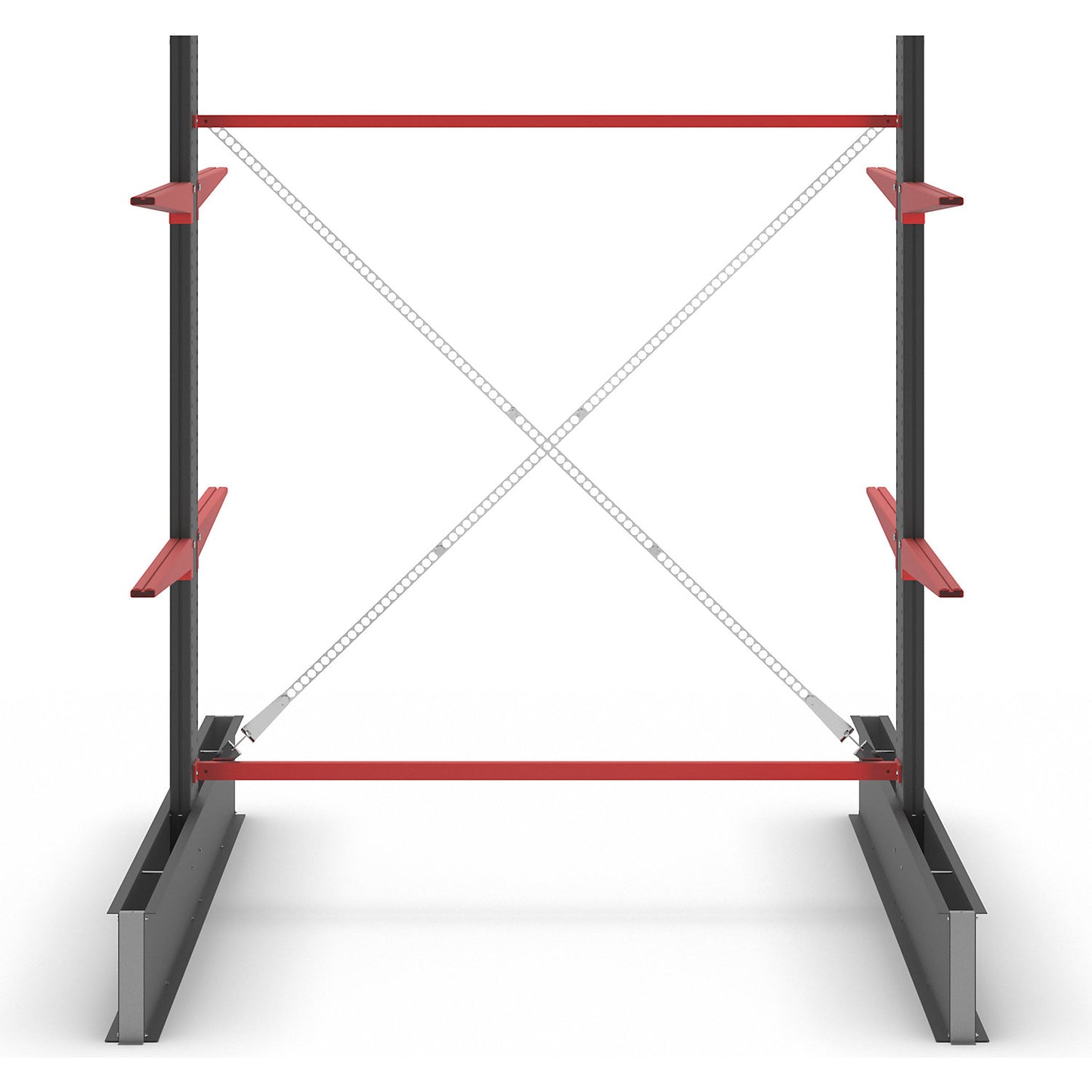 Cantilever racking unit Attillo heavy, double sided, HxW 2500 x 2000 mm, cantilever arm 1000 mm, standard shelf unit.