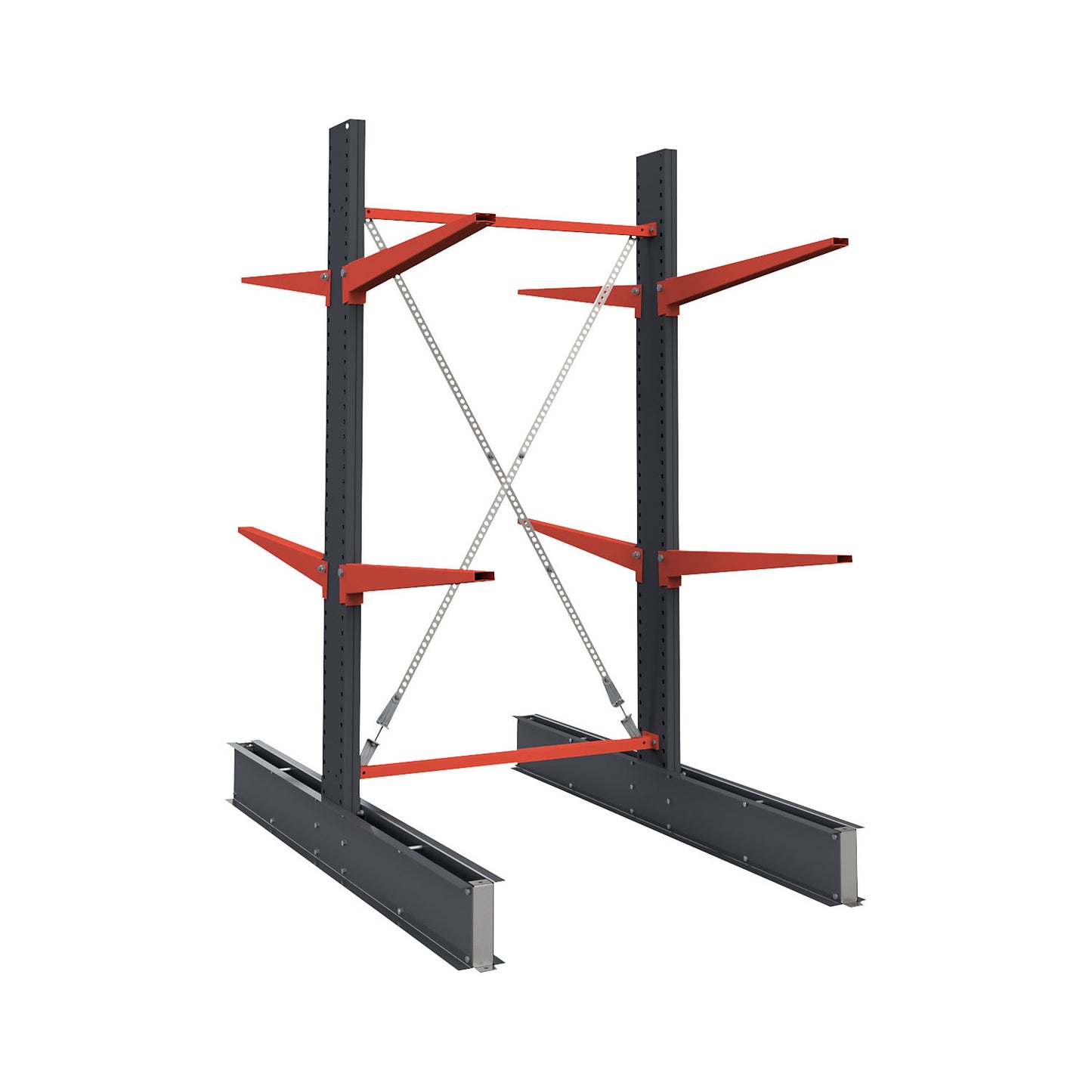 Cantilever racking unit Attillo heavy, double sided, HxW 2500 x 1500 mm, cantilever arm 1000 mm, standard shelf unit.