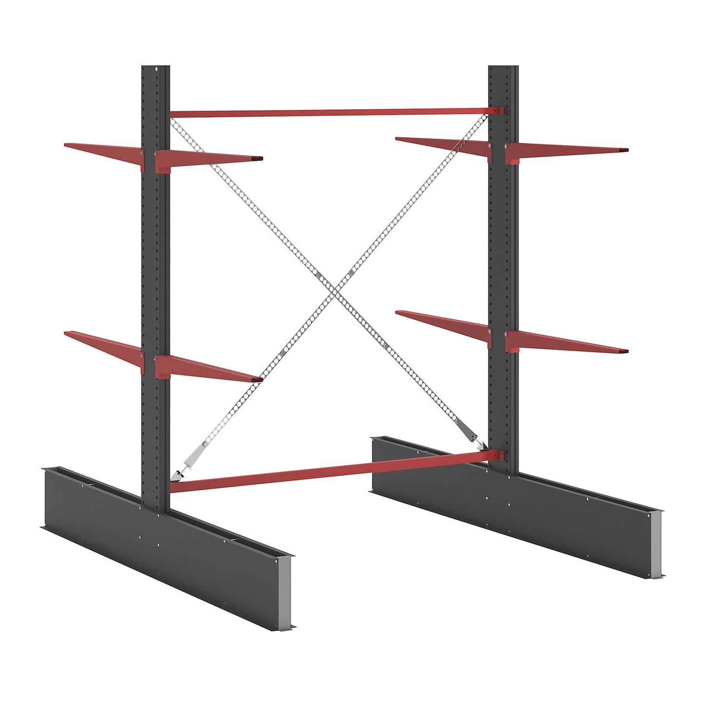 Cantilever racking unit Attillo heavy, double sided, HxW 2500 x 2000 mm, cantilever arm 1000 mm, standard shelf unit.