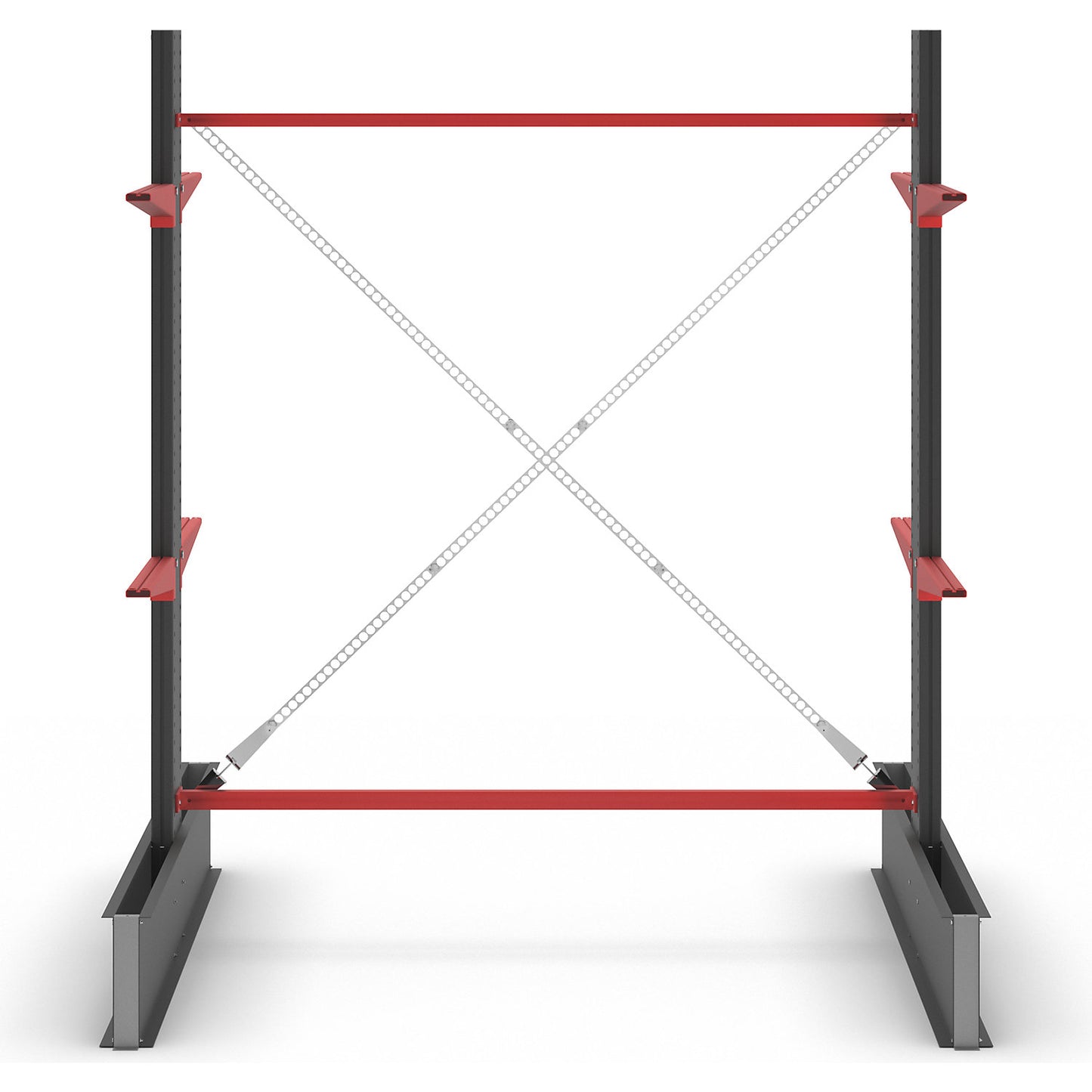 Cantilever racking unit Attillo heavy, double sided, HxW 2500 x 2000 mm, cantilever arm 600 mm, standard shelf unit.