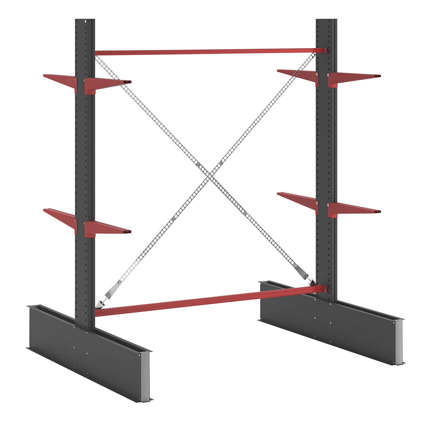 Cantilever racking unit Attillo heavy, double sided, HxW 2500 x 2000 mm, cantilever arm 600 mm, standard shelf unit.