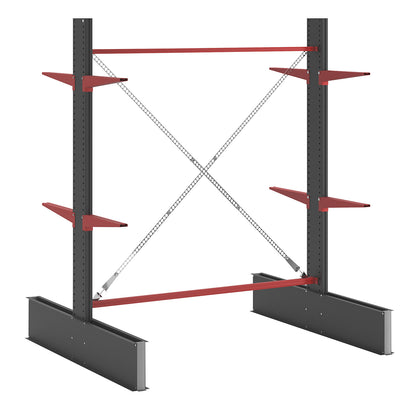 Cantilever racking unit Attillo heavy, double sided, HxW 2500 x 2000 mm, cantilever arm 600 mm, standard shelf unit.