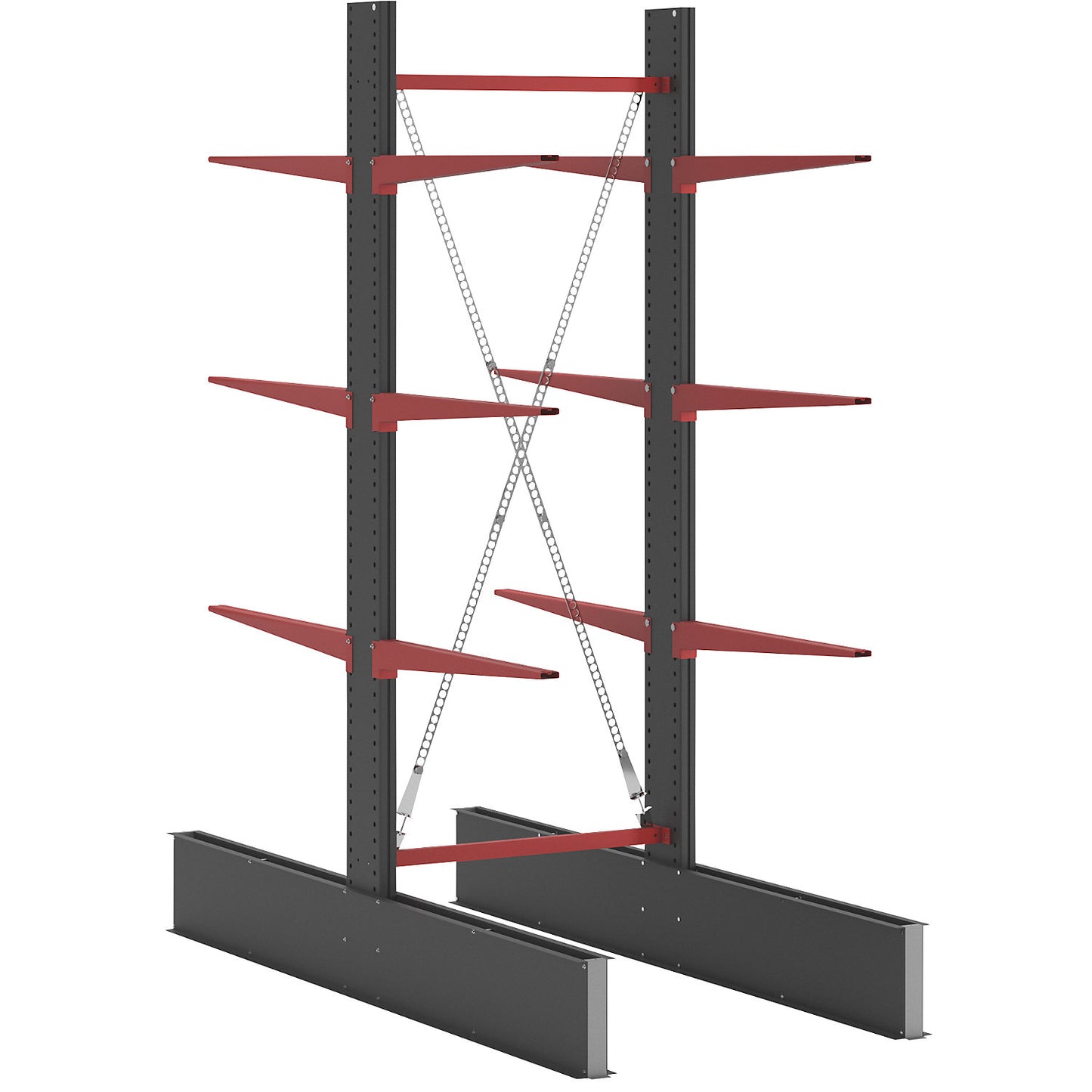 Cantilever racking unit Attillo heavy, double sided, HxW 3000 x 1000 mm, cantilever arm 1000 mm, standard shelf unit.