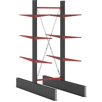 Cantilever racking unit Attillo heavy, double sided, HxW 3000 x 1000 mm, cantilever arm 1000 mm, standard shelf unit.