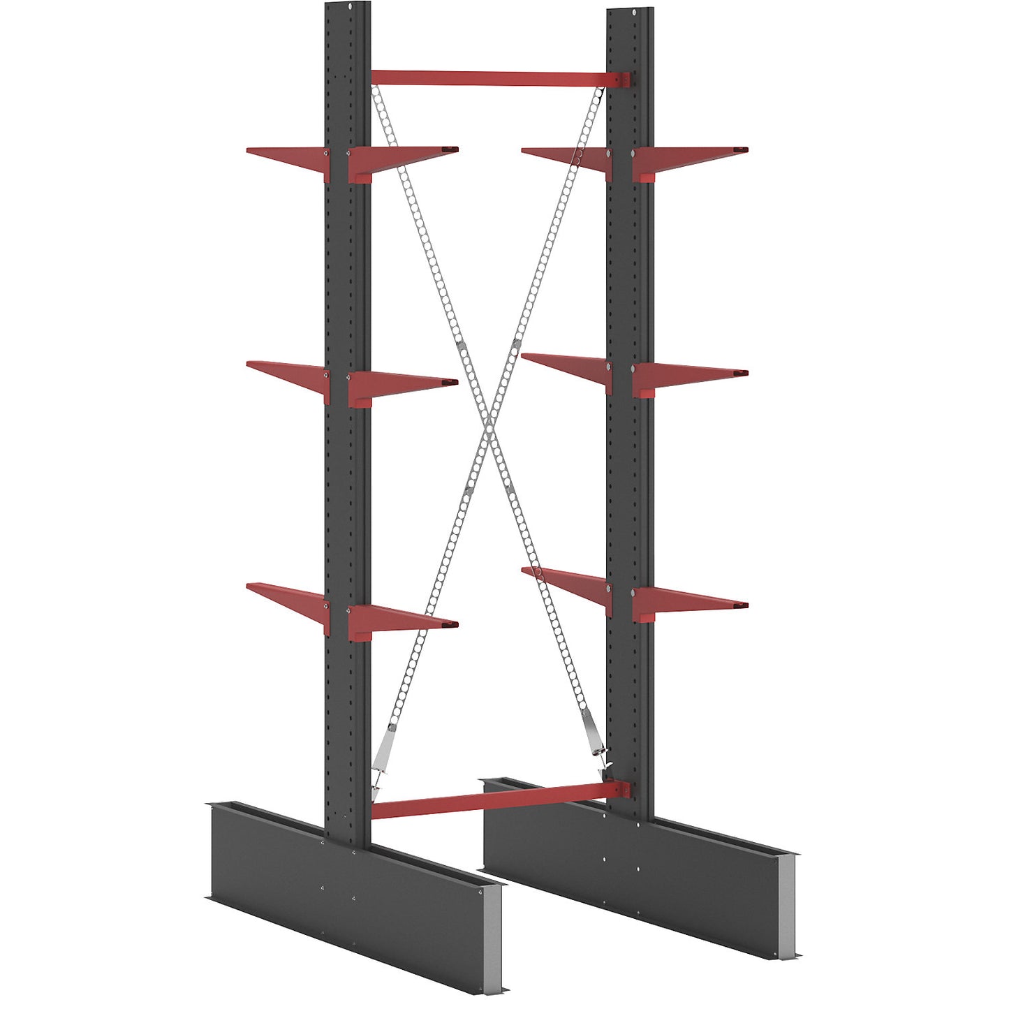 Cantilever racking unit Attillo heavy, double sided, HxW 3000 x 1000 mm, cantilever arm 600 mm, standard shelf unit.