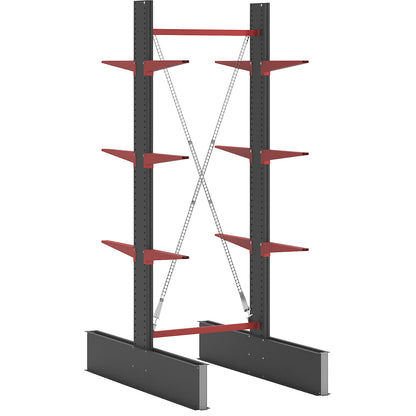 Cantilever racking unit Attillo heavy, double sided, HxW 3000 x 1000 mm, cantilever arm 600 mm, standard shelf unit.