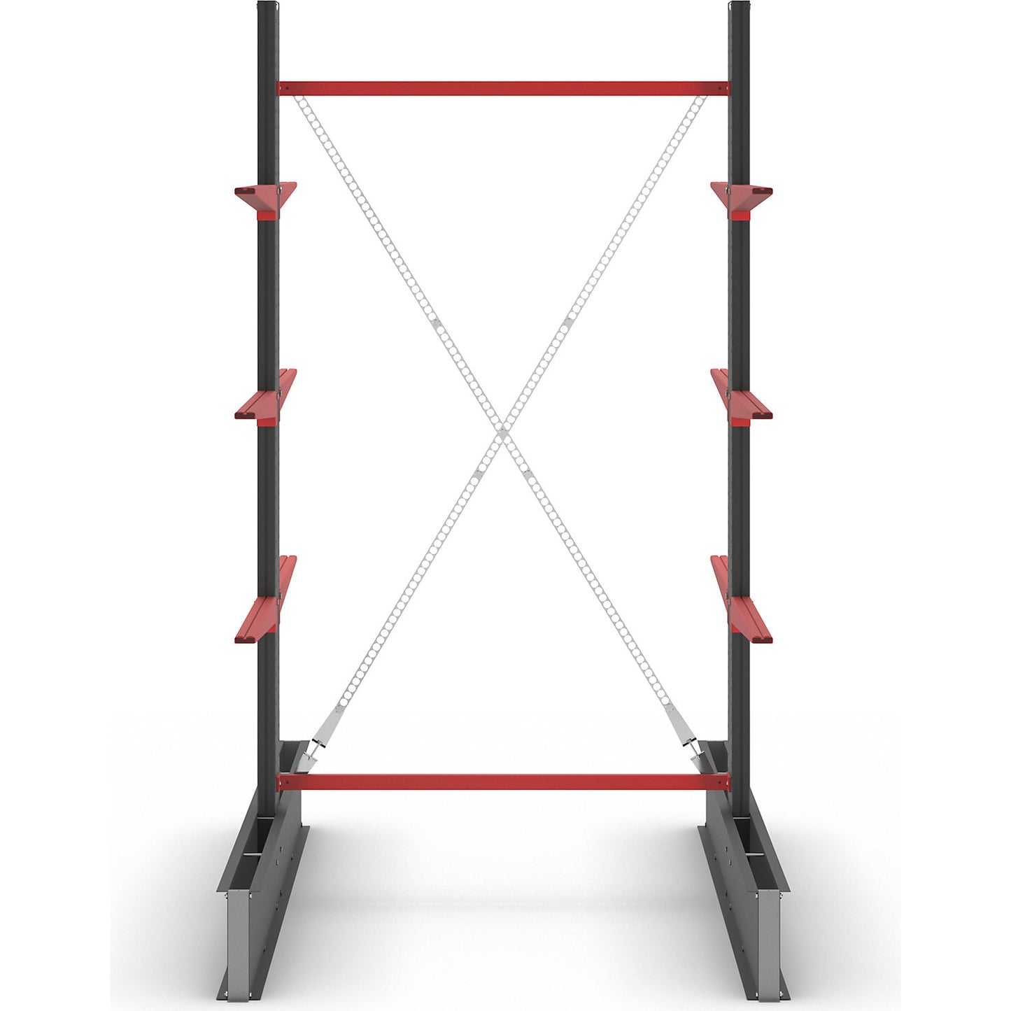 Cantilever racking unit Attillo heavy, double sided, HxW 3000 x 1500 mm, cantilever arm 1000 mm, standard shelf unit.