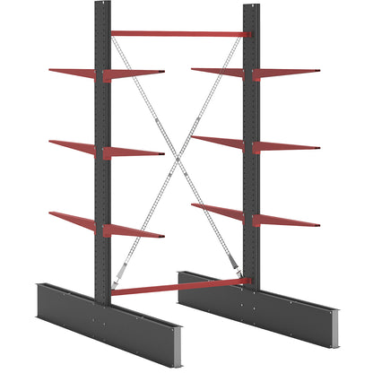Cantilever racking unit Attillo heavy, double sided, HxW 3000 x 1500 mm, cantilever arm 1000 mm, standard shelf unit.